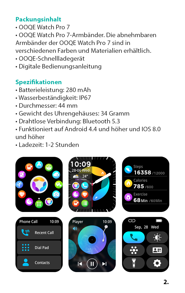 OOQE WATCH PRO 7 Bedienungsanleitung Deutsch 4