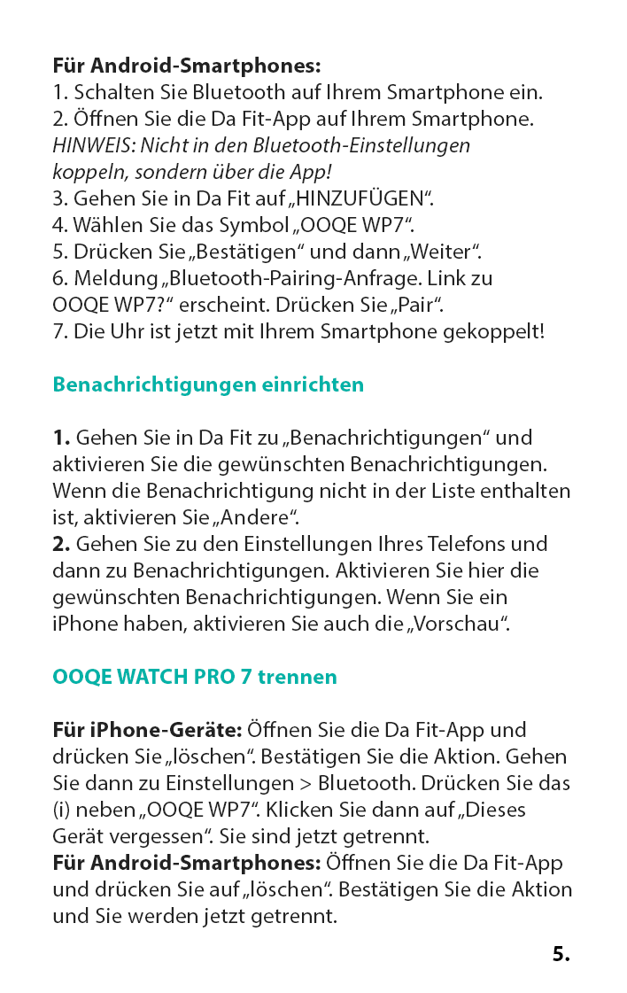 OOQE WATCH PRO 7 Bedienungsanleitung Deutsch 7